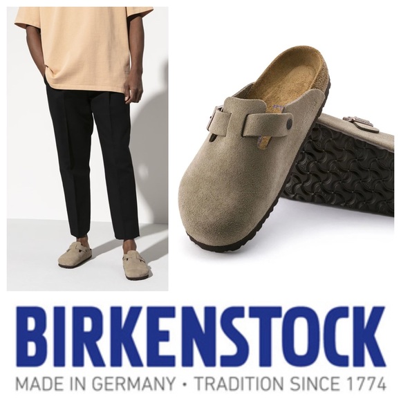 NWT Authentic Birkenstock Unisex/Men’s Boston Suede Clog in Taupe - Picture 1 of 11